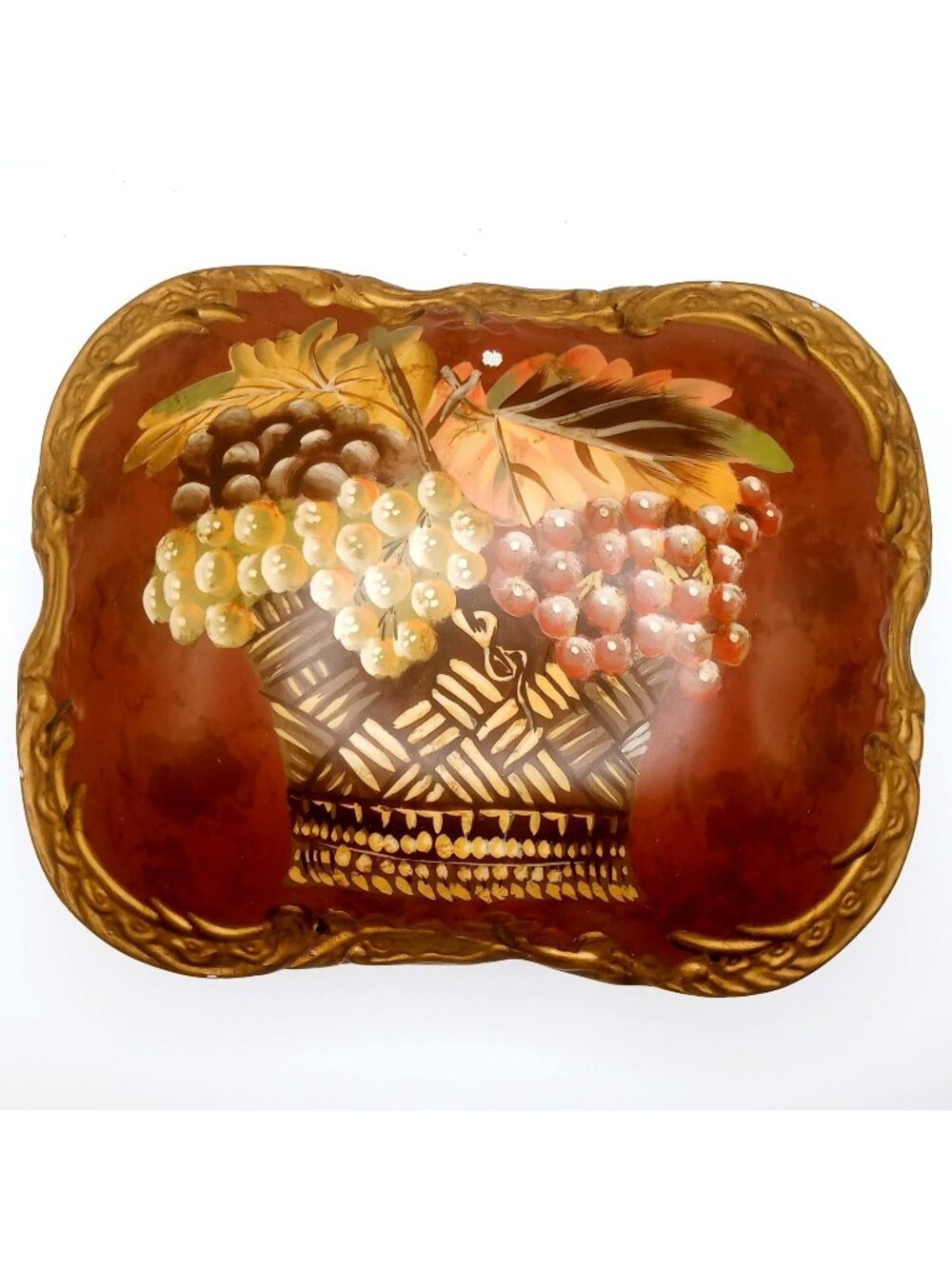 Vintage Raymond Waites Grapes Trinket Jewelry Box Signed Collection Home Decor